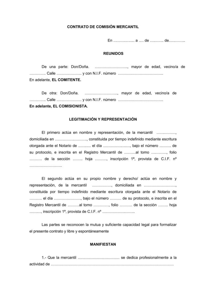 Contrato de Comisión por Intermediación